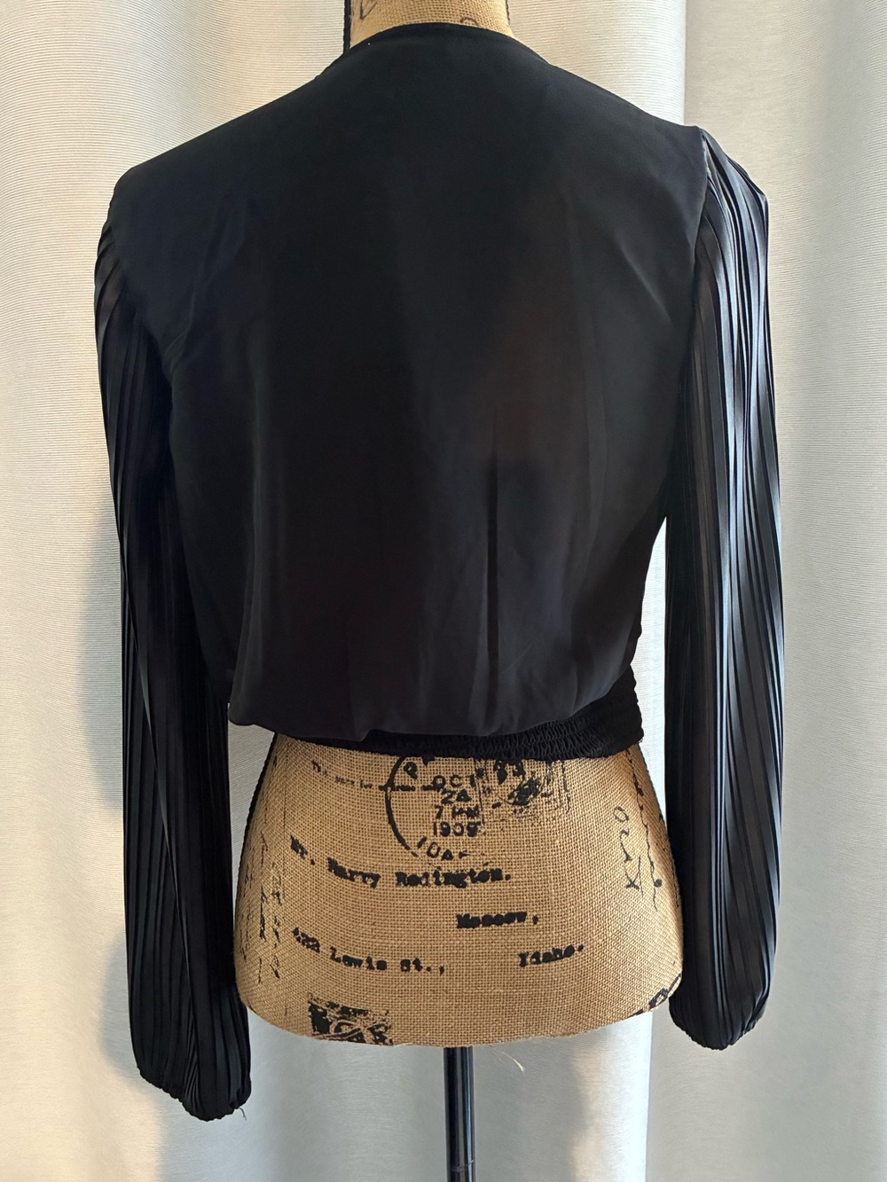 Japna Black Pleated Wrap-Style Blouse - Picture 5 of 9